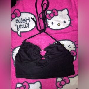 Halter tie ribbed cami top